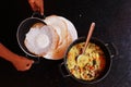 Traditional kerala food speciality, appam and stew known as crispy rice pan cake Royalty Free Stock Photo