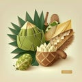 Traditional ketupat composition with flat design