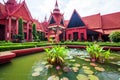 Traditional Khmer architecture and beautiful courtyard of the Na