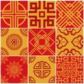Traditional korea, japan, asian vector seamless patterns set