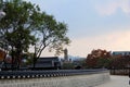 Traditional korean Buildings and walls with a catholic christan