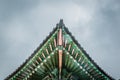 Colorful traditional korean decor roof. Royalty Free Stock Photo
