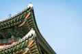 Traditional korean decor roof of village house In Palace, Seoul, South Korea Royalty Free Stock Photo