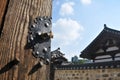 Traditional Korean Hanok Village building with old wooden door and metal lock in the afternoon in Seoul, South Korea Royalty Free Stock Photo