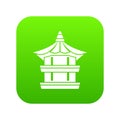 Traditional korean pagoda icon digital green