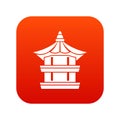 Traditional korean pagoda icon digital red