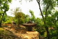 Traditional Korean pagoda and temple