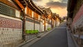 Traditional Korean style architecture at Bukchon Hanok Village in Seoul, South Korea, Bukchon Hanok Village in Seoul, South Korea Royalty Free Stock Photo