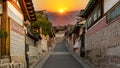 Traditional Korean style architecture at Bukchon Hanok Village in Seoul, South Korea, Bukchon Hanok Village in Seoul, South Korea Royalty Free Stock Photo