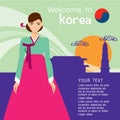 Traditional Korean style. Woman in national dress