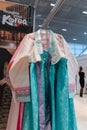 Traditional Korean women dress Hanbok vibrant color for attire during traditional occasions: celebrations, festivals and ceremonie