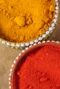 Traditional Indian Haldi kumkum closeup Royalty Free Stock Photo