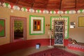 Colorful interior of traditional Kutchi Bhungas - Rann Utsav - Rann of Kutch festival - Rural huts - India tourism