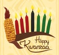 Traditional Kwanzaa Elements in Tribal Background, Vector Illustration