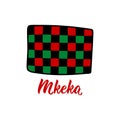 Traditional Kwanzaa symbols. Mkeka means the Mat. Isolated on white background