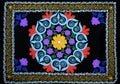 Traditional Kyrgyz colorful embroidered suzani, handmade carpet made of wool