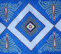 Traditional Kyrgyz colorful embroidered suzani, handmade carpet made of wool