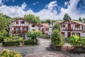 Traditional Labourdine houses in the village of Espelette, France Royalty Free Stock Photo