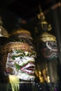 Traditional lakhon khol khmer dance masks in display in cambodia Royalty Free Stock Photo