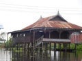 Traditional local stilt house on Inle lake, Myanmar