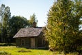 Traditional Latvian rural homestead, wooden sauna in the yard