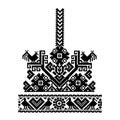 Traditional Latvian Sign Ornament. Black on White Vector Design