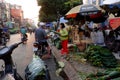 Traditional leaf market near Tet, leaves, bamboo rope, cake mold to make glutinous rice cake