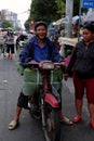 Traditional leaf market near Tet, leaves, bamboo rope, cake mold to make glutinous rice cake