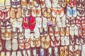 Traditional leather slippers in souk in Aswan, Egypt. Royalty Free Stock Photo