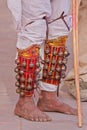 Traditional leg bells worn by an intinerant musician in Rajasthan