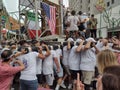 Men Lifting The Giglio At The Feast Of Our Lady of Mount Carmel, Brooklyn, NY, USA