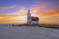 Traditional lighthouse `Het Paard van Marken` in Marken the Netherlands Royalty Free Stock Photo