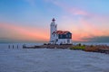 Traditional lighthouse `Het Paard van Marken` in Marken the Netherlands Royalty Free Stock Photo