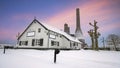 Traditional limekilns factory in Huizen the Netherlands in winter at sunset Royalty Free Stock Photo