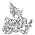 Traditional Line Thai style. Naka Thai Dragon vector