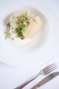 Traditional Lithuanian dish meal cuisine - stuffed meat potato dumpling (Cepelinai,didzkukuliai),Lithuanian national dish, curd