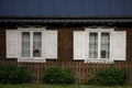 Traditional lithuanian house detail - windows with traditional ornaments