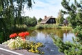 Traditional Lithuanian manor with garden pond