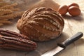 Traditional loaf of integral bread and egg.