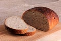 Traditional Loaf of Latvian sweet and sour bread on the table.