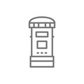 Traditional London postbox, post, mailbox line icon.