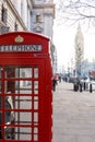 Traditional London red phone box and Big ben in early morning Royalty Free Stock Photo