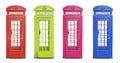 Traditional London telephone cabin in many colors