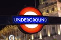 Traditional London Underground Sign in the Street of London Royalty Free Stock Photo