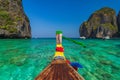 Traditional longtail boat in Maya bay on Koh Phi Phi Leh Island, Krabi, Thailand Royalty Free Stock Photo