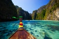 Traditional longtail boat in Maya bay on Koh Phi Phi Leh Island, Krabi, Thailand Royalty Free Stock Photo