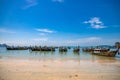 Traditional Longtail boats parked at Railay Beach in Krabi, Thailand Royalty Free Stock Photo