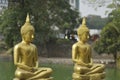 Traditional lord buddha two statues with Nice river backgrounding Sri Lanka Royalty Free Stock Photo