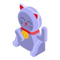 Traditional lucky cat icon, isometric style Royalty Free Stock Photo