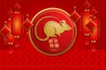 Traditional lunar year background with hanging lanterns and flowersChinese New Year 2020 traditional red and gold web banner